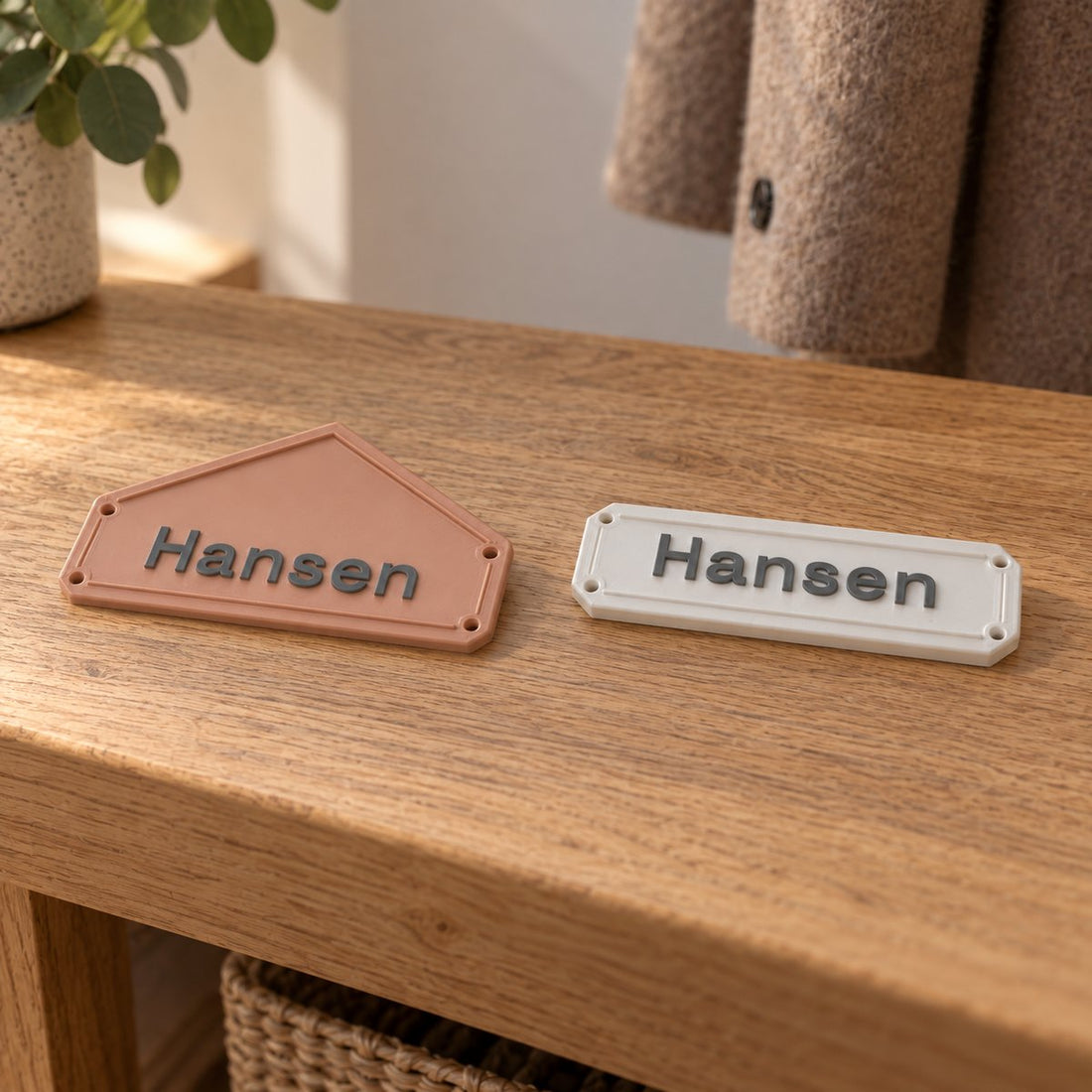 3D-printet navneskilt: hus, etikett – illustrasjon