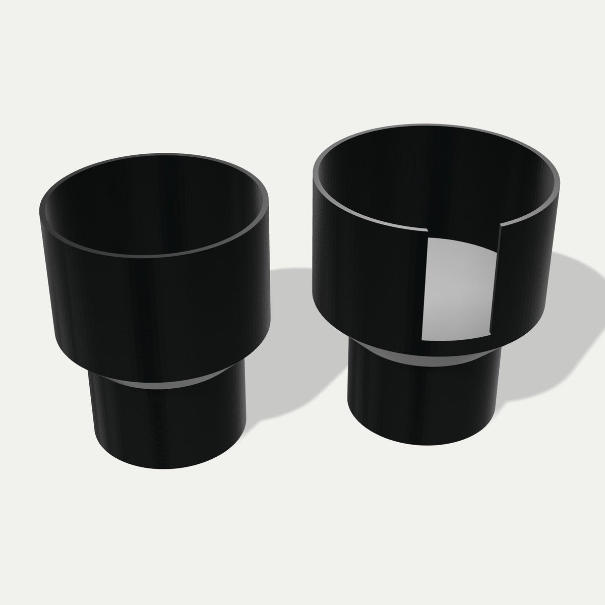 Koppholder-adapter for store flasker og krus – størrelser side om side