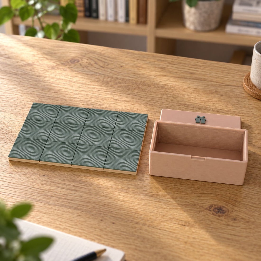 3D-printet puslespill: 12 brikker, rette fliser – illustrasjon