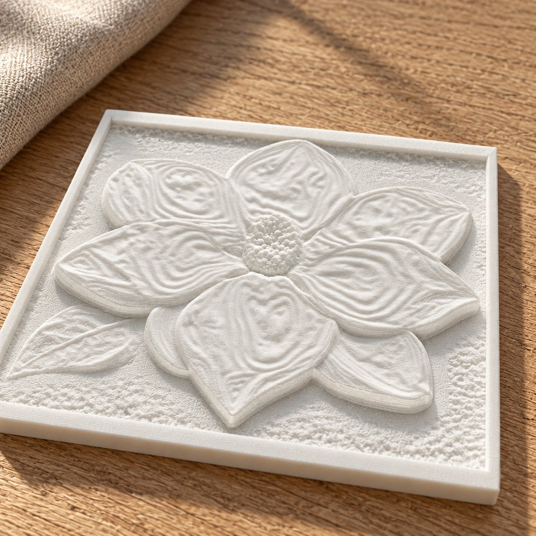 3D-printet fotorelieff med magnolia: rektangel – illustrasjon
