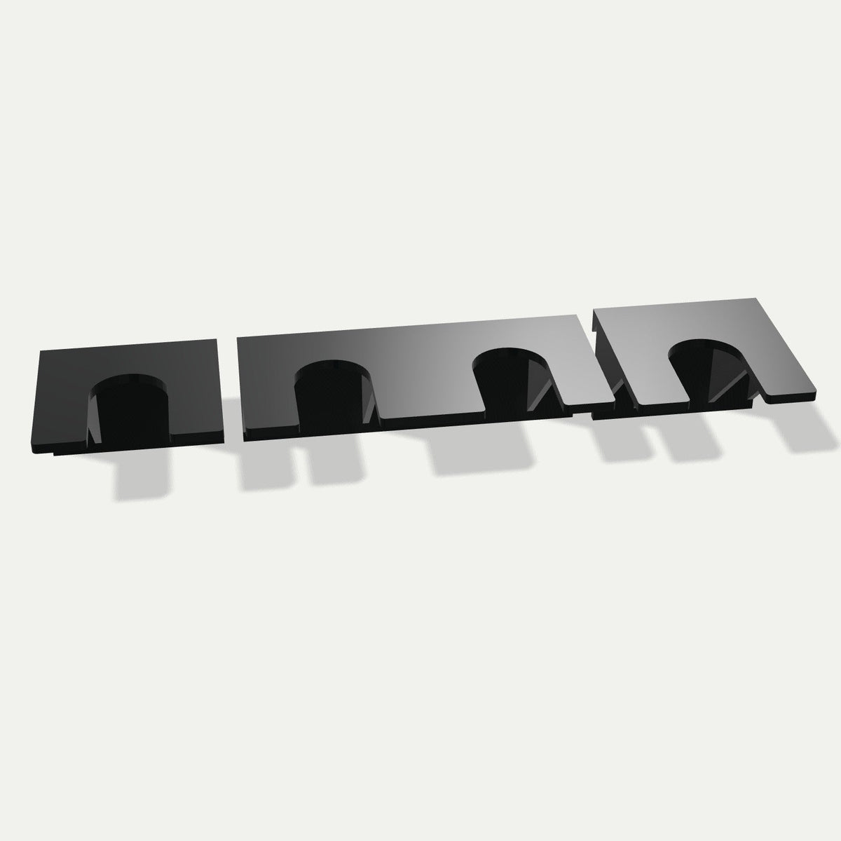 Drillholder for vegg – skruer eller veggskinne – størrelser side om side